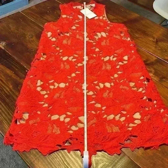 Entro Anthropologie red lace dress size small NWT - Picture 6 of 7